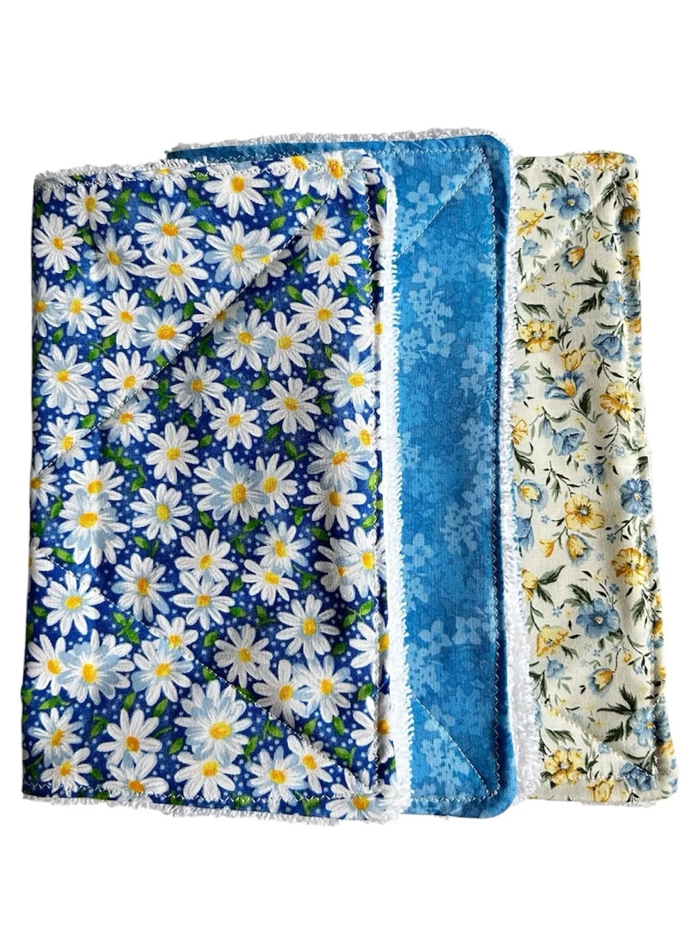 Hand Crafted Floral Soft Luxury Cotton Quilted Wash Cloth Set Eco Friendly Reusa
